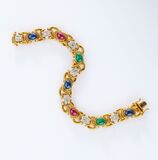 Gold Bracelet with Emeralds, Rubies, Sapphires and Diamonds - image 4