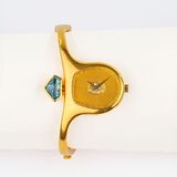 Damen-Armbanduhr am Goldreif mit Aquamarin - Bild 2