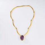 Modernes Amethyst Goldcollier - Bild 1