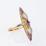 Art Nouveau Ring with Old Cut Diamonds - image 2