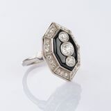 Jugendstil Onyx-Diamant Ring - Bild 2
