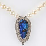 Perlencollier mit Edelopal-Brillant Schließe - Bild 2