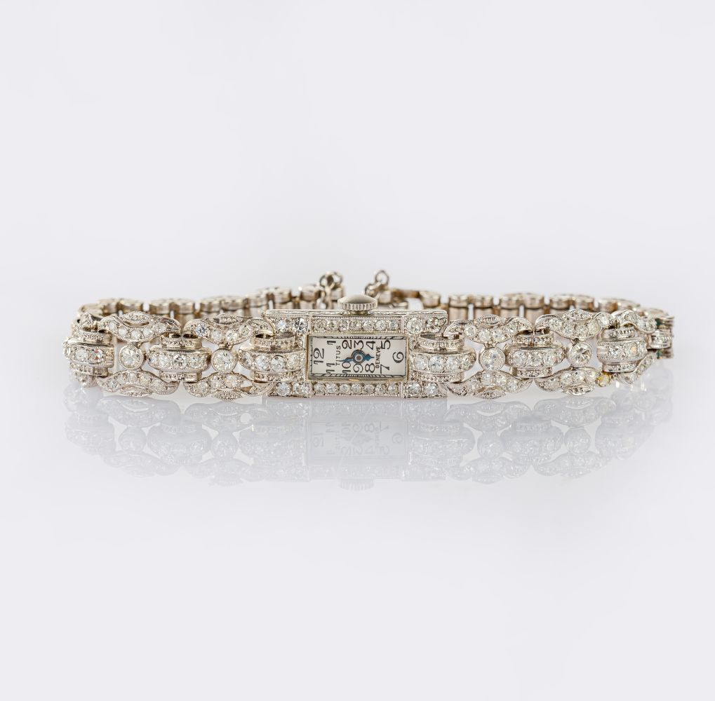 Art-déco Damen-Armbanduhr mit Diamant-Besatz - Bild 2