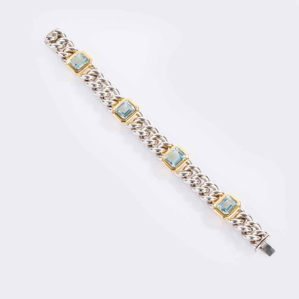 Panzerketten Armband mit Aquamarin-Besatz - Bild 2