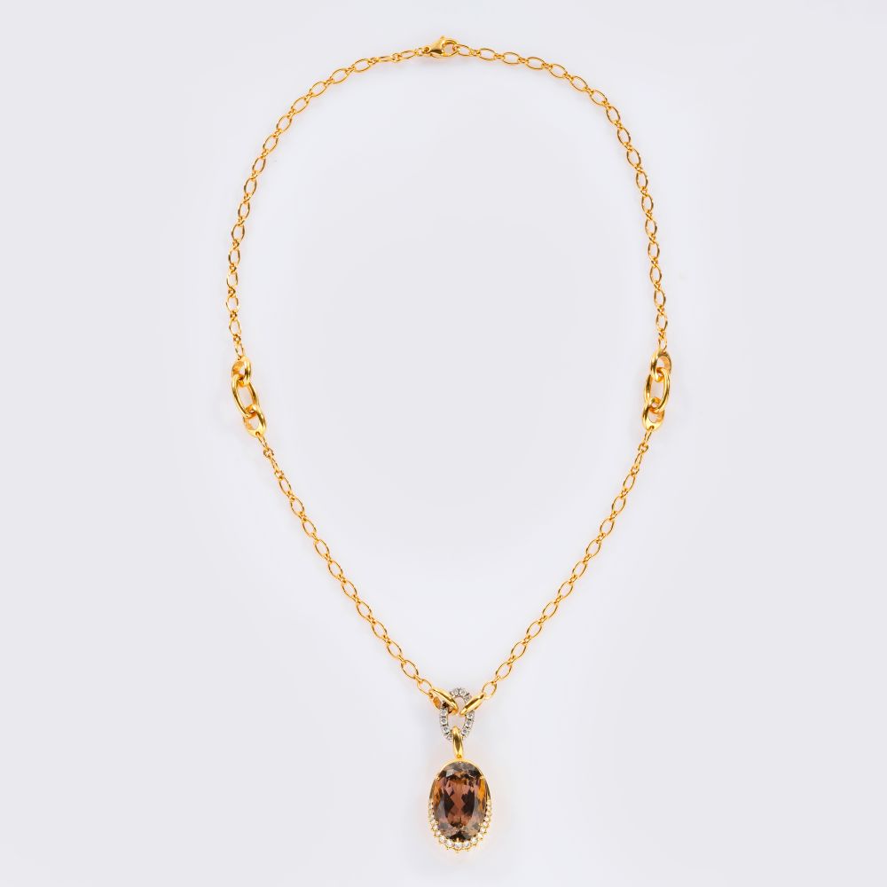 Bicolor Tourmaline Pendant with Diamonds on Chain by Kim - image 2