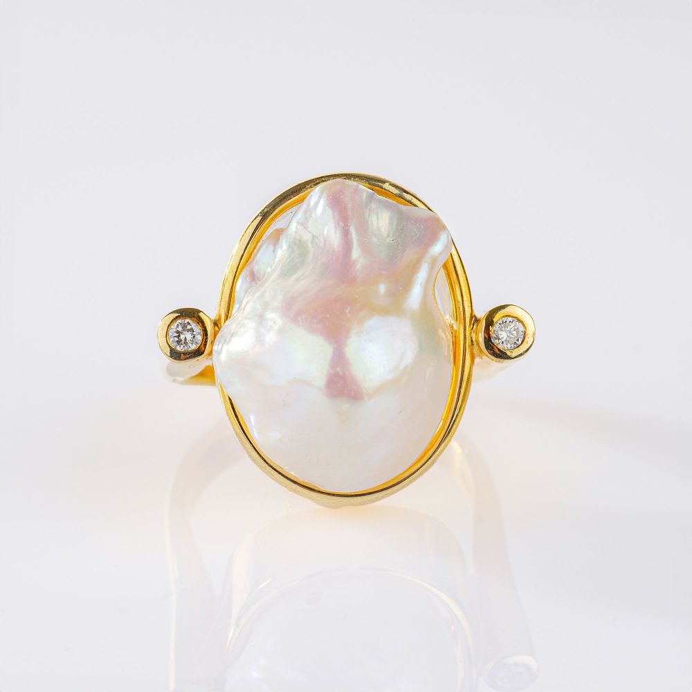 Pearl Diamond Ring - image 2