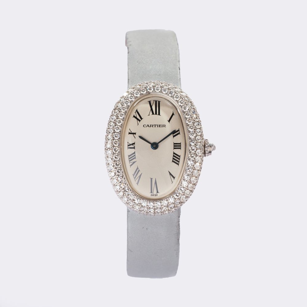 Cartier - Ladies' Wristwatch 'Baignoire' with Diamonds Ladies' Wristwatch 'Baignoire' with Diamonds