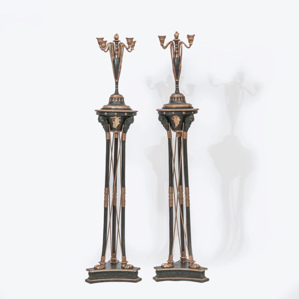 A Pair of Large Elegant Candelabras with Four-armed Girandols