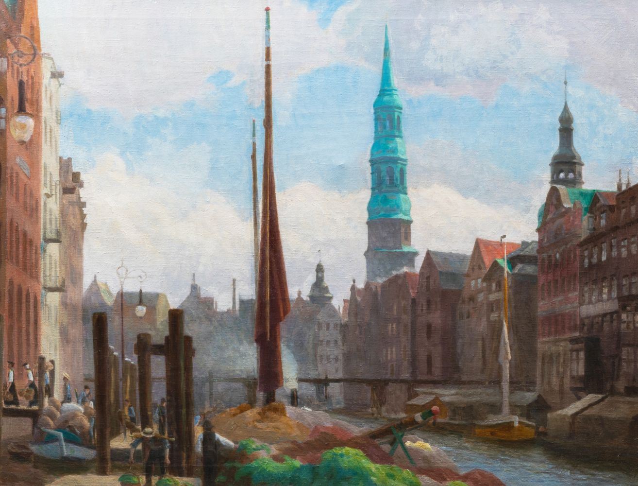Julius von Ehren - Nikolaifleet mit Reimersbrücke und St. Katharinenkirche Nikolaifleet mit Reimersbrücke und St. Katharinenkirche