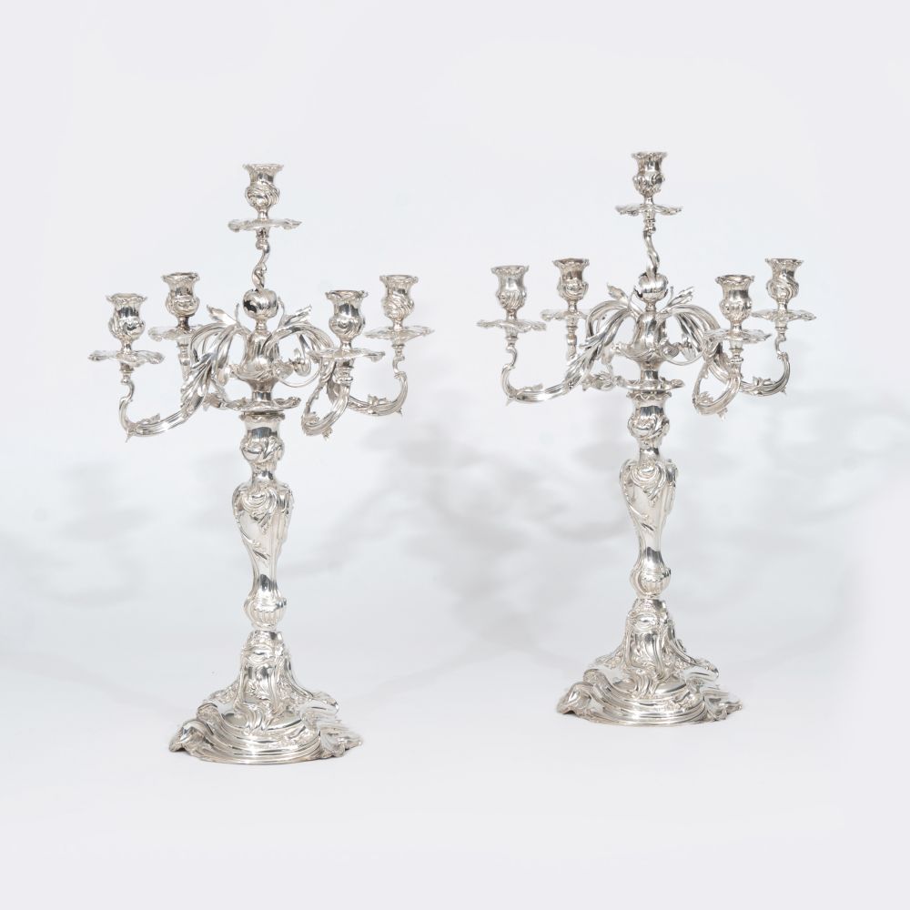 J. H. Werner, kaiserlicher Hofjuwelier in Berlin, um 1895 - A Pair of Splendid Five-armed A Pair of Splendid Five-armed