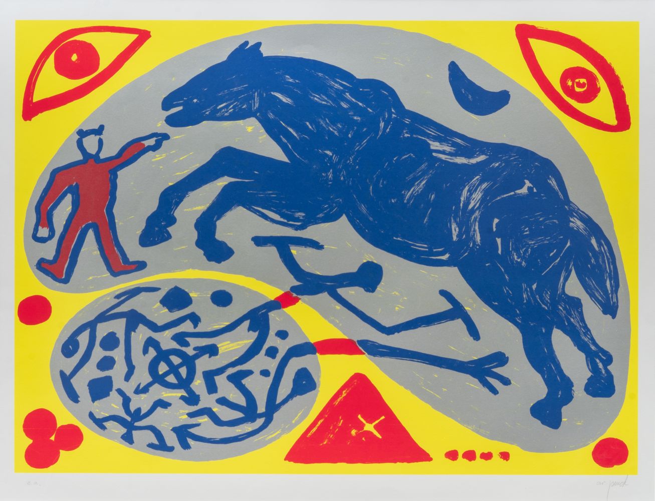 A. R. Penck, eigentl. Ralf Winkler - Mongole mit Pferd Mongole mit Pferd