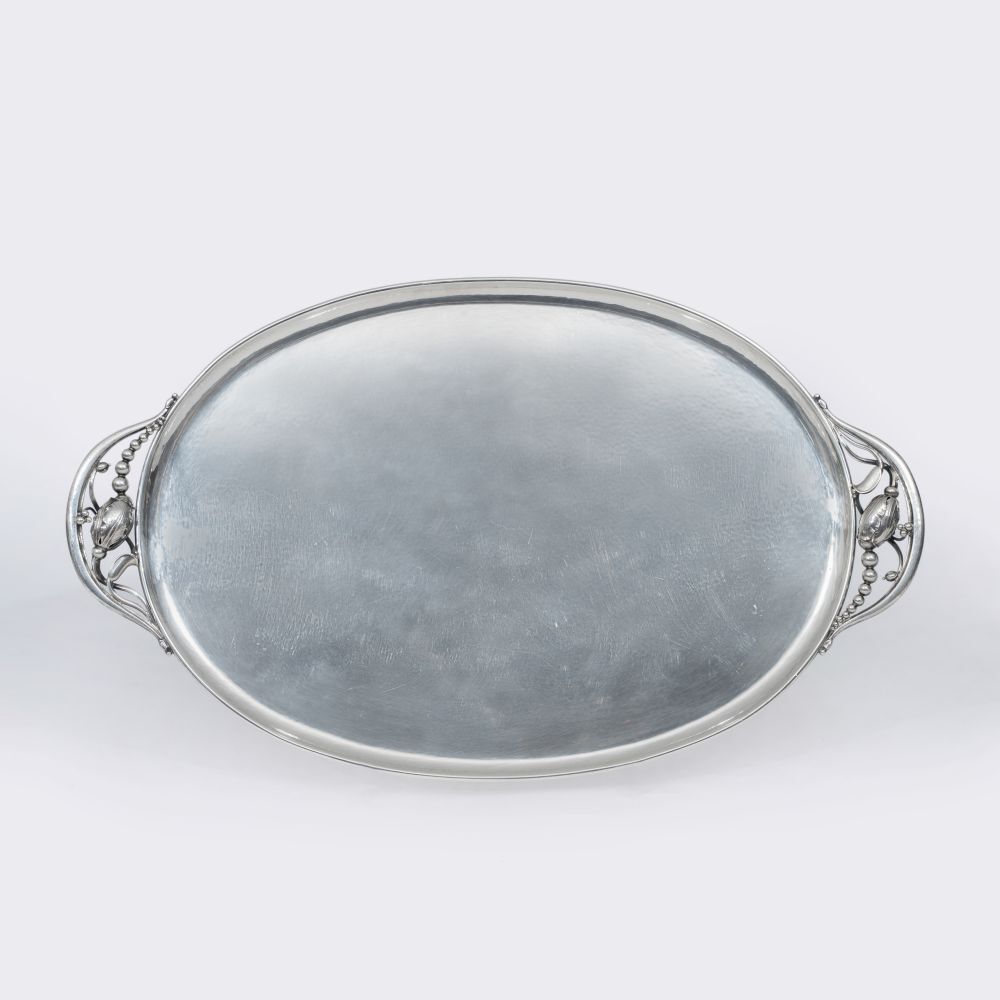 A Large Oval Tray 'Magnolia' Blossom