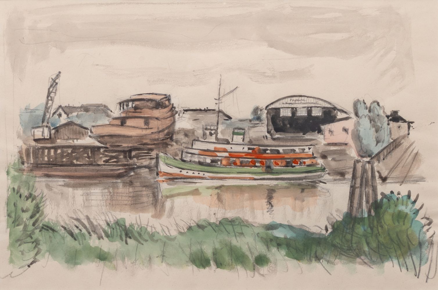 Paul Kayser - Small Steamboat on the Este Small Steamboat on the Este