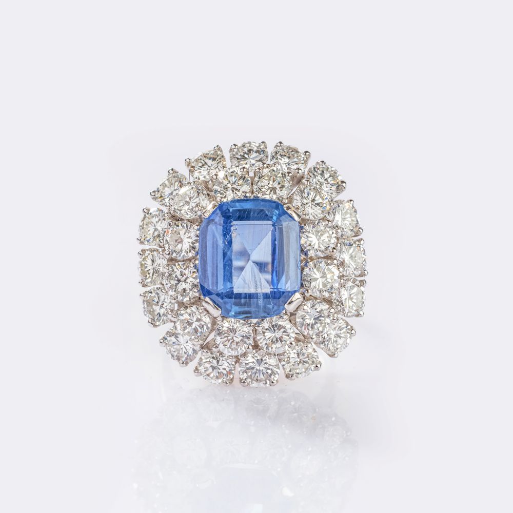 Brilliant Cocktail Ring with natural Ceylon Sapphire Brilliant Cocktail Ring with natural Ceylon Sapphire