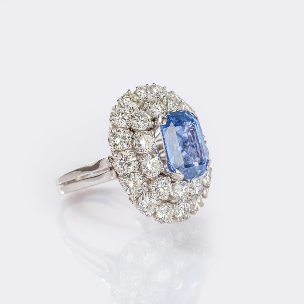 Brillant Cocktail Ring mit natürlichem Ceylon Saphir - Bild 2