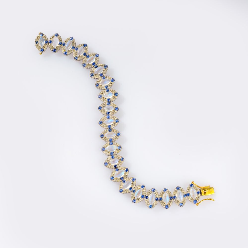 Mondstein-Saphir-Brillant Armband
