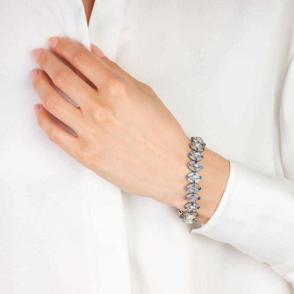 Mondstein-Saphir-Brillant Armband - Bild 3