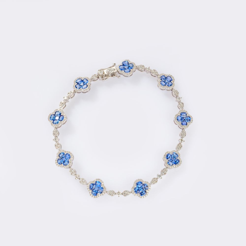 Saphir-Brillant Armband 'Kleeblätter'