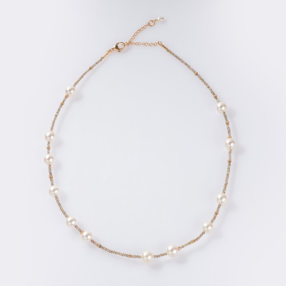 Diamond Necklace with Pearls - image 2