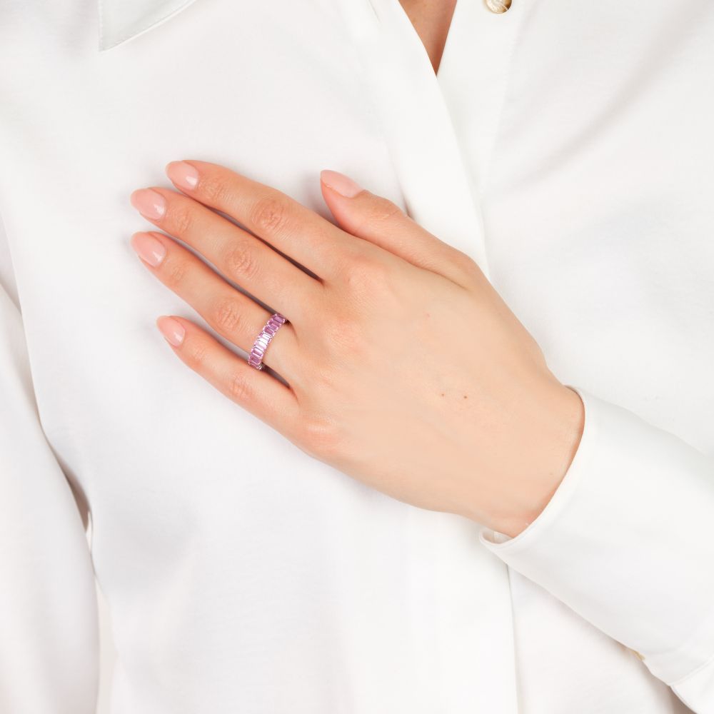 Pink Saphir Rivière Ring - Bild 3