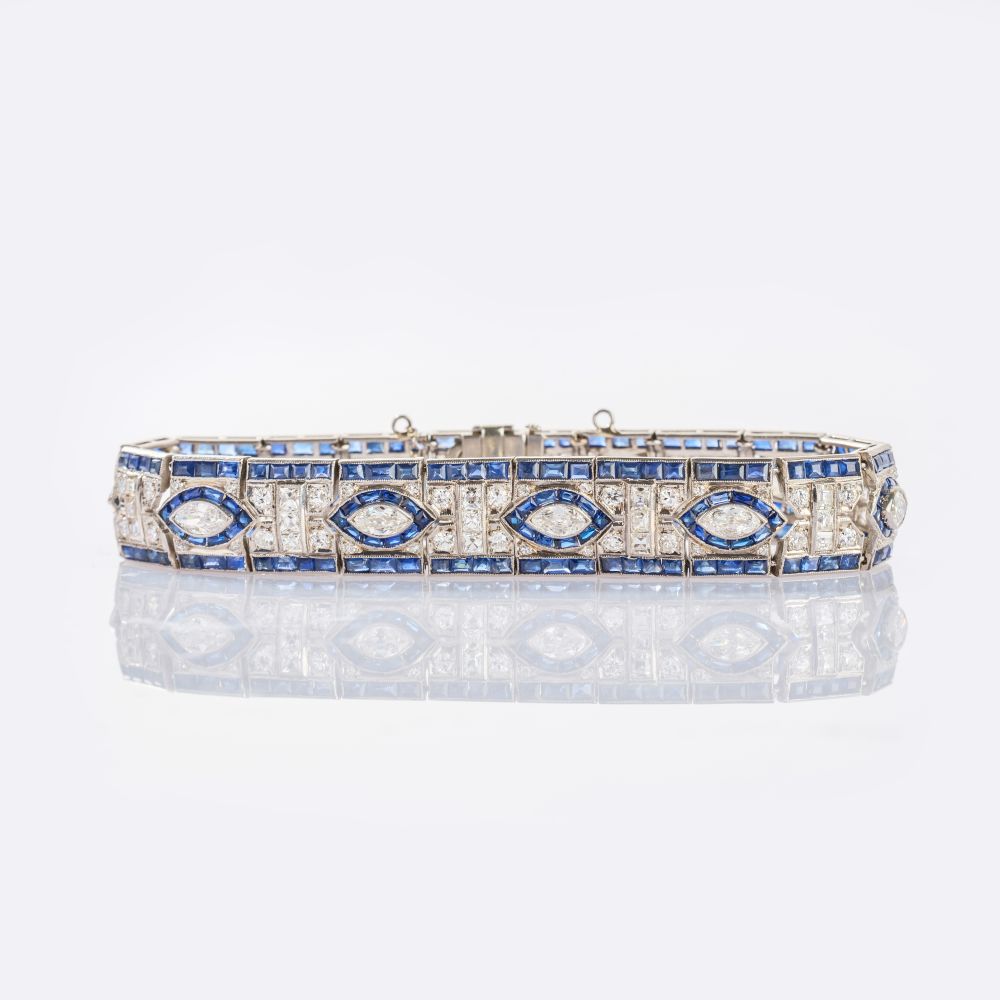 Art-déco Saphir-Diamant Armband