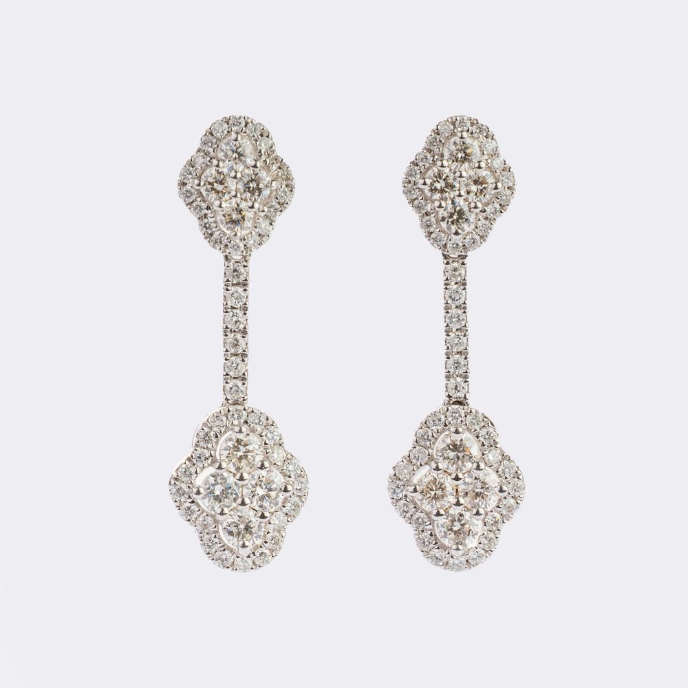 Pair of Floral Diamond Earpendants Pair of Floral Diamond Earpendants
