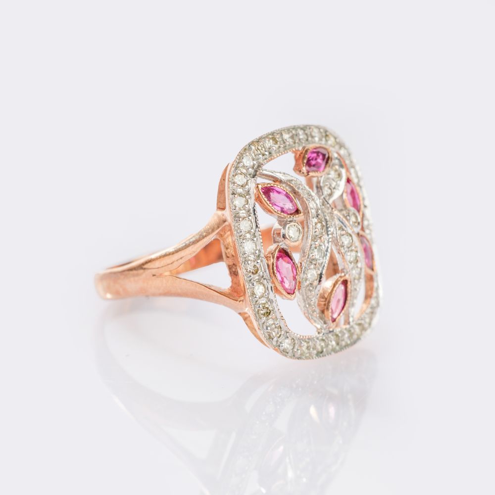Delicate Ruby-Diamond Ring - image 2