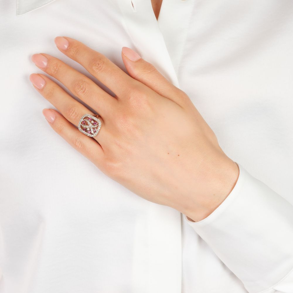 Delicate Ruby-Diamond Ring - image 3