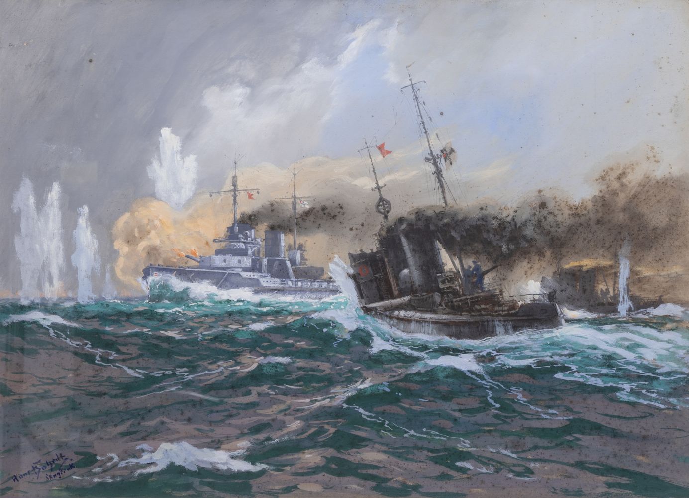 Hans Bohrdt - German Torpedo Boats attacking during the Battle of Jutland German Torpedo Boats attacking during the Battle of Jutland