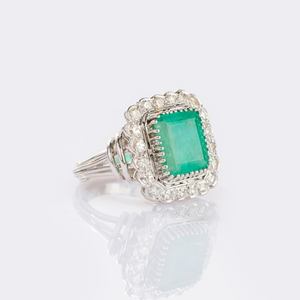 Large Emerald Diamond Ring - image 2