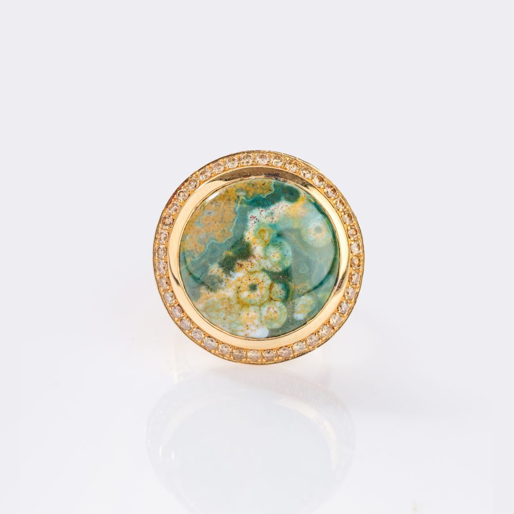 Cocktailring 'Small Ocean Jasper' mit Brillanten - Bild 4