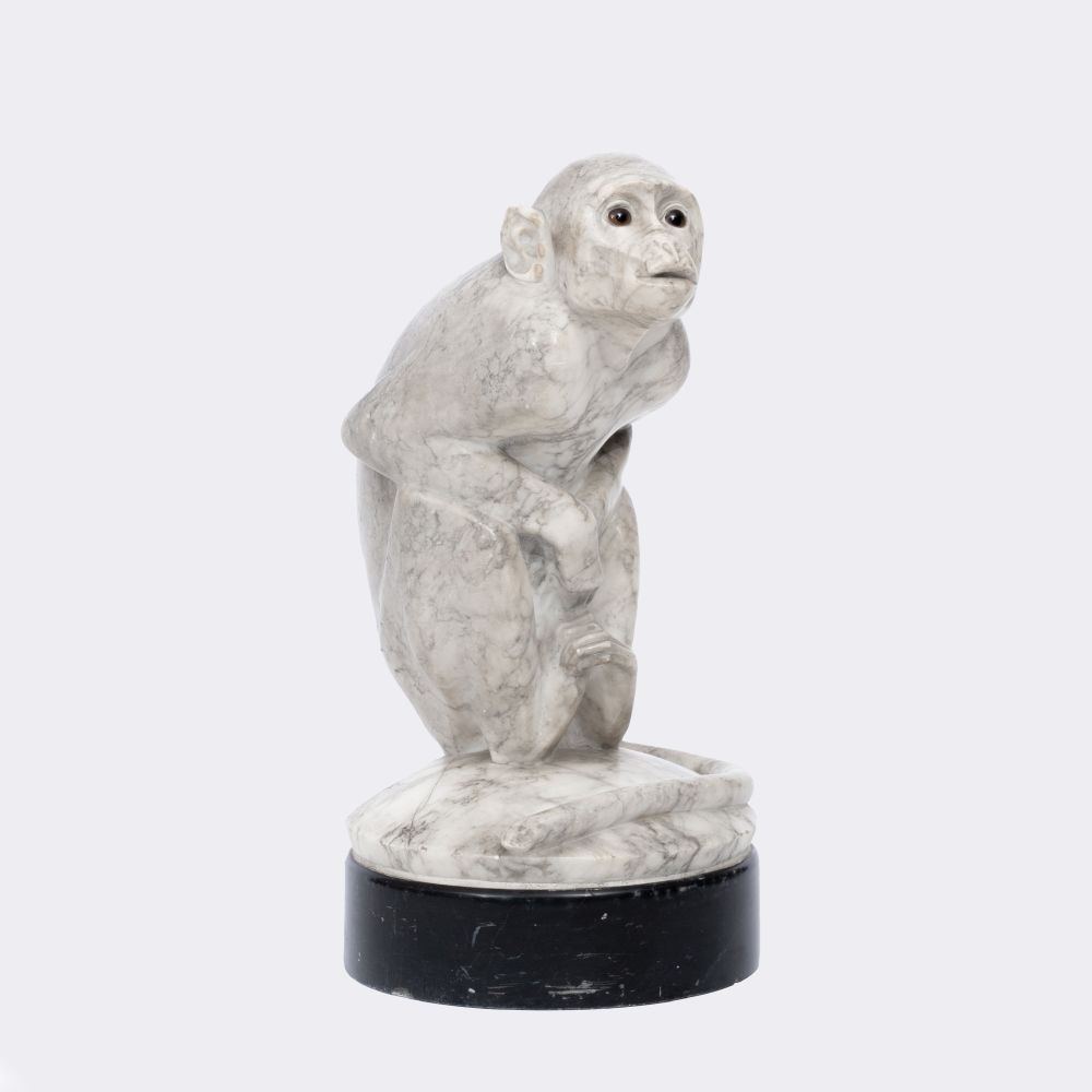 Wilhelm Krieger - Seltene Marmorskulptur 'Rhesusaffe' Seltene Marmorskulptur 'Rhesusaffe'