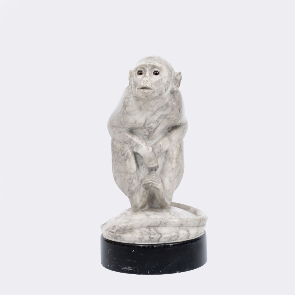 A Rare Marble Sculpture 'Rhesus Monkey' - image 2