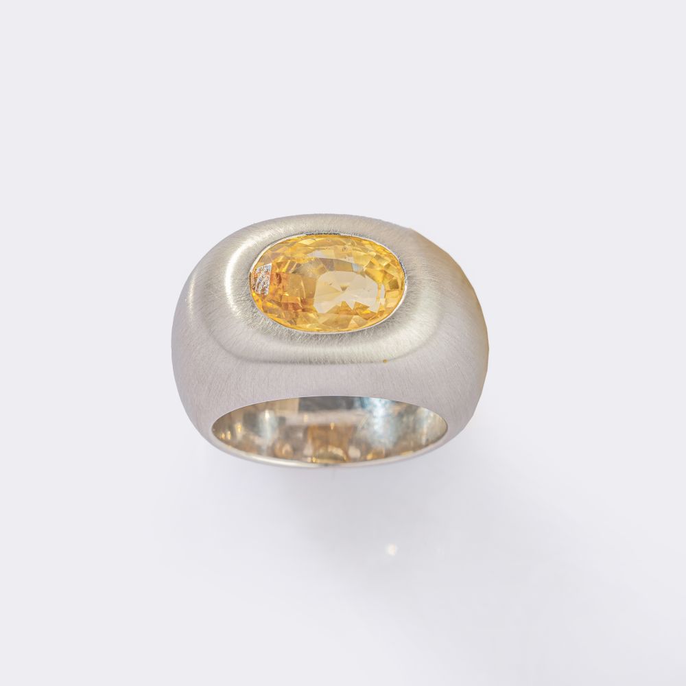 Natürlicher Light Yellow Ceylon Saphir Bandring - Bild 3
