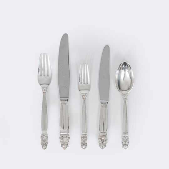 A Menu Cutlery 'Acorn' for 10-12 Persons by Johan Rohde