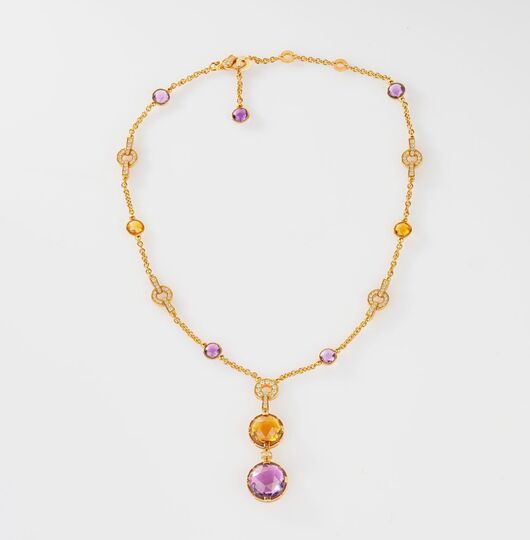 Collier 'Parentesi Cocktail' in Roségold mit Edelstein-Besatz