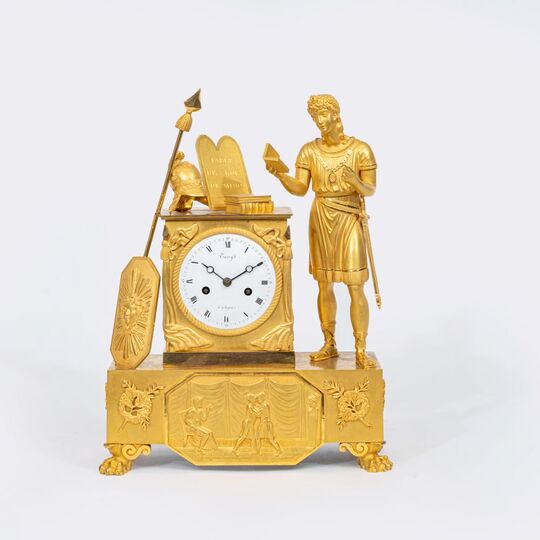 Louis-Seize Figurine Pendule 'Table des  Lois de Minos' after Voltaire