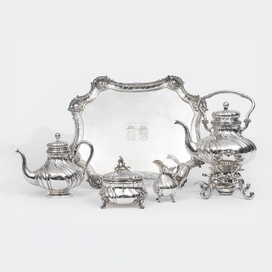 A Splendid Rococo Style Tea Service on Salver