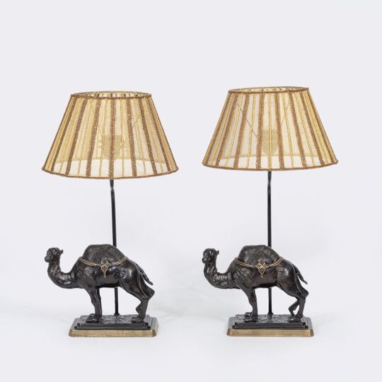 A Pair of Table Lamps with Dromedaries