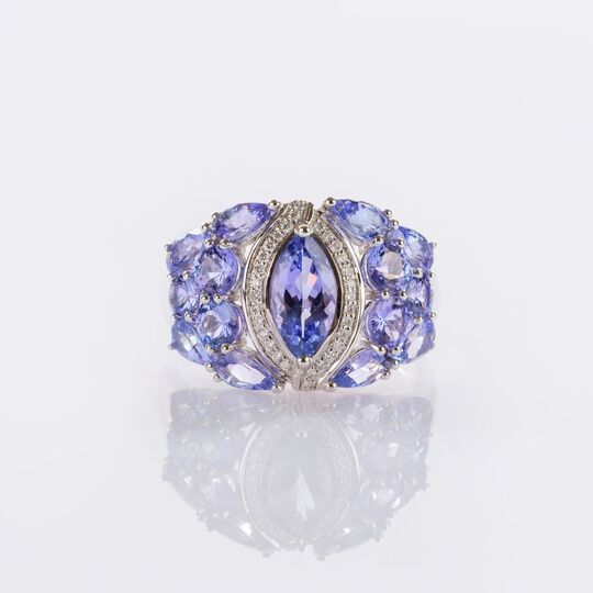 Tansanit-Brillant Ring
