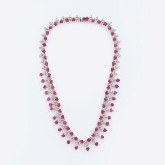 Hochkarätiges Gala Collier mit Rubin-Herzen und Diamanten