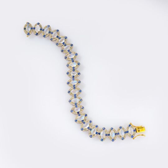 Mondstein-Saphir-Brillant Armband