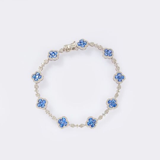 Saphir-Brillant Armband 'Kleeblätter'