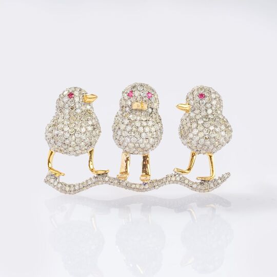 Aparte Diamant-Brosche 'Petits oiseaux'