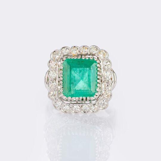 Large Emerald Diamond Ring