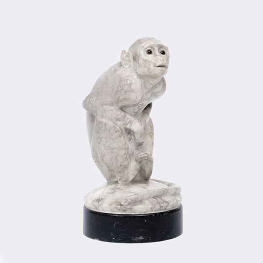 A Rare Marble Sculpture 'Rhesus Monkey'
