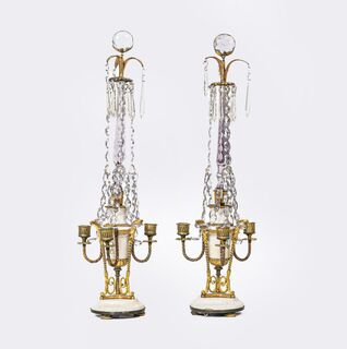 - A Pair of three-armed Ormolu Empire Girandols with Crystal glass A Pair of three-armed Ormolu Empire Girandols with Crystal glass