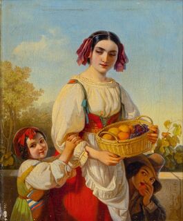 Italian Women with Basket of Fruits