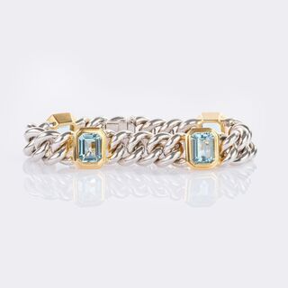 Anchor Chain Bracelet with Aquamarines