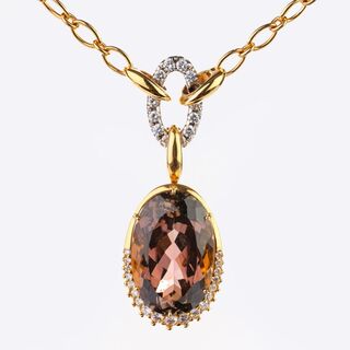 Juwelier Wempe - Bicolor Tourmaline Pendant with Diamonds on Chain by Kim Bicolor Tourmaline Pendant with Diamonds on Chain by Kim